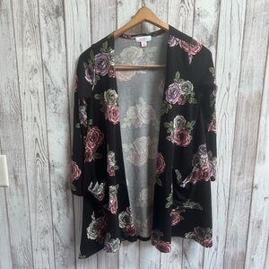 Lularoe black/floral cardigan size XS
